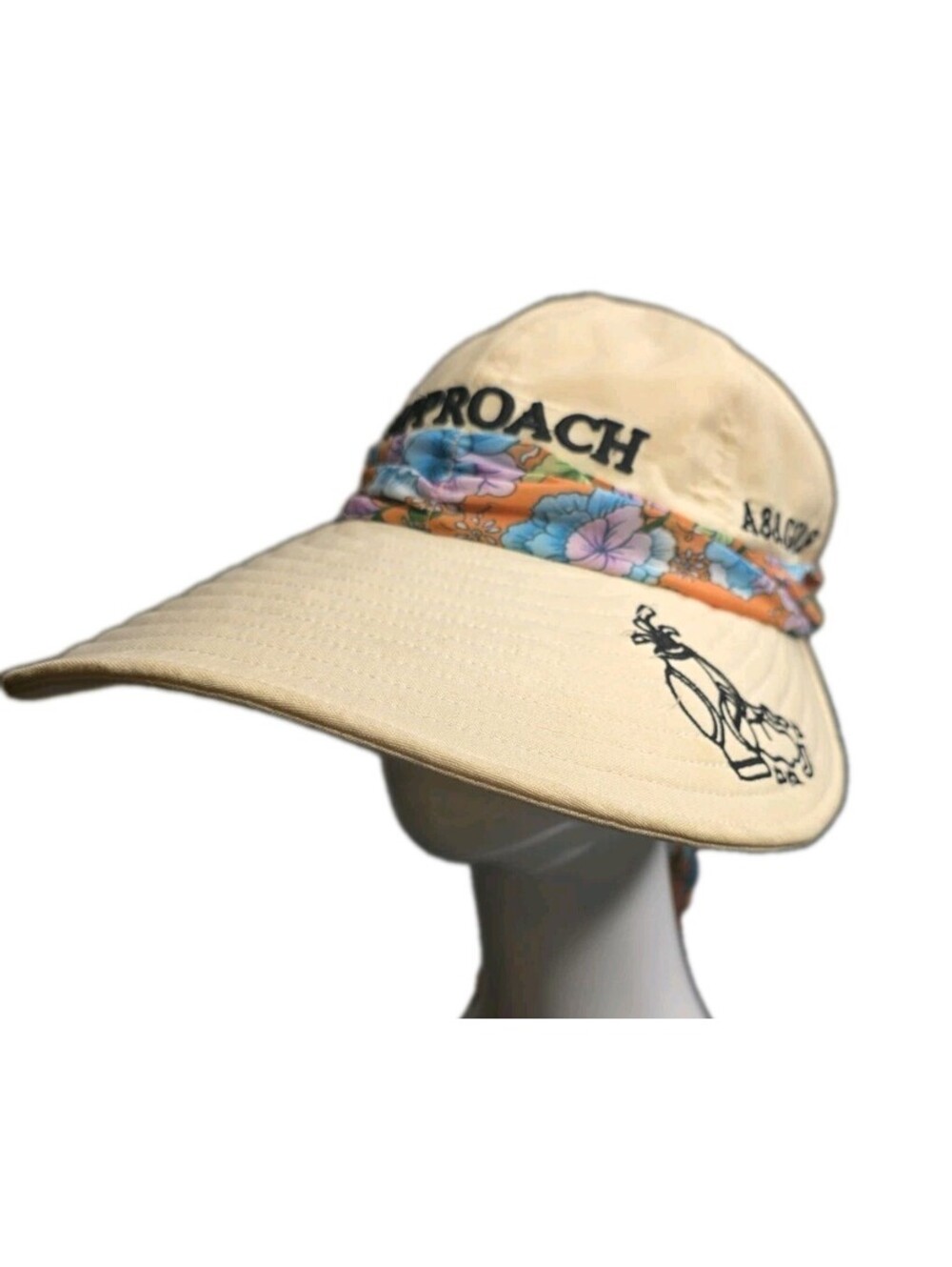 VTG Albatross USA Ladies Golf Visor Hat Wide Brim Floral Scarf Tie Retro